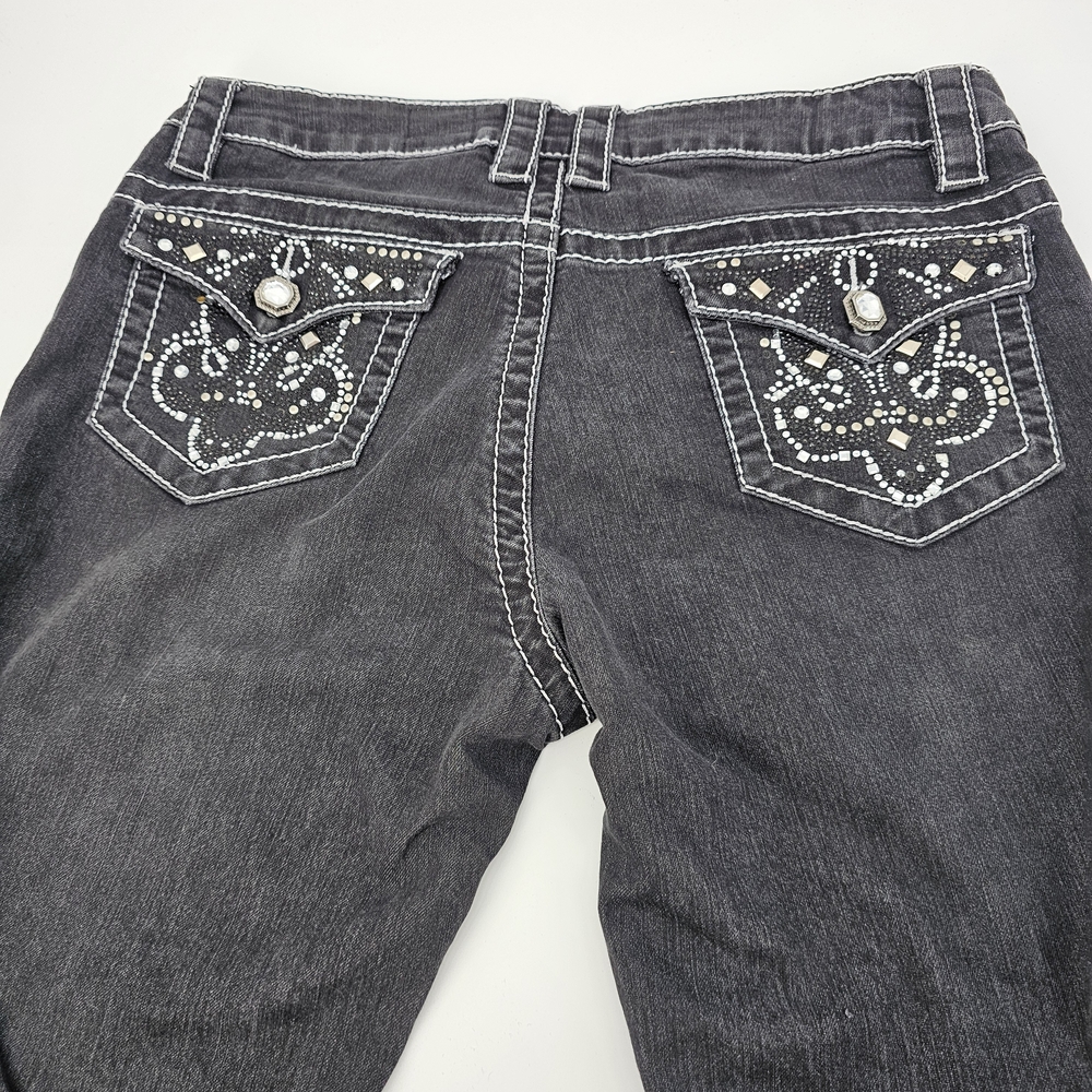 V Christina Charcoal Boot Cut Jeans with Studded Pockets Size 10